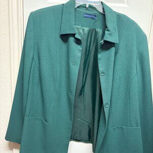 Karen Scott Blazer Coat Women's Plus Size 24W Deep Green Lined‎ with Pockets